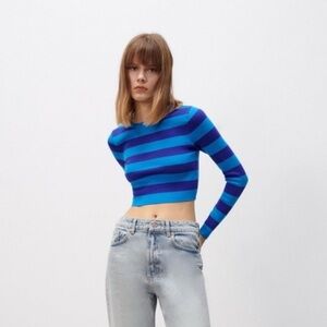 Zara Blue Striped Top
